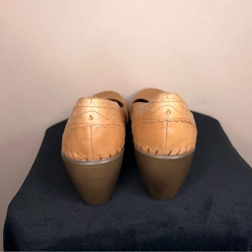 Womens Size 10M Easy Spirit Tan Brown Lether Wedge Shoes Y2K Style Western